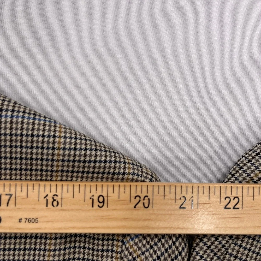 Hart Schaffner Marx Sport Coat Houndstooth Plaid Blazer Brown Blue Mens 46R